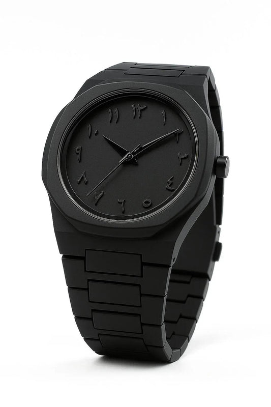 Matte Black Arabic Aura watch